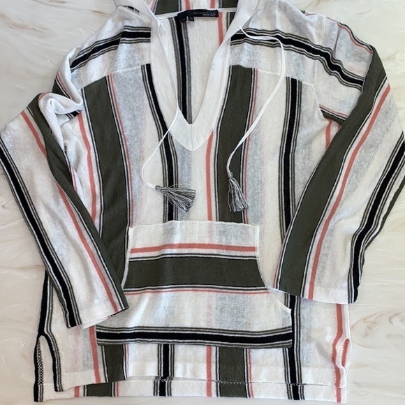 360 Sweater Bodhi Baja Striped linen Hoodie in White & Army women’s XS - Picture 6 of 11